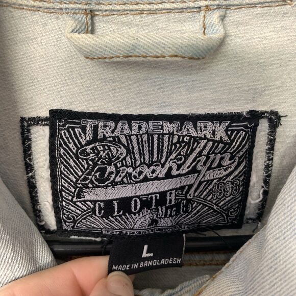 Brooklyn Cloth Graphic Denim Jacket Stay Wavy Womens L Streetwear - Picture 3 of 12